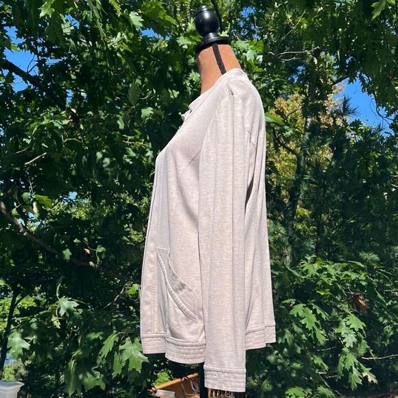 St. John Spa Zip Up Sweatshirt Long Sleeve Jacket Oatmeal Melange Women’s Large - Picture 9 of 16